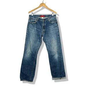 Y2K DDC Lab Selvedge Straight Leg Denim Jeans Mens 34x32 Medium Wash Button Fly